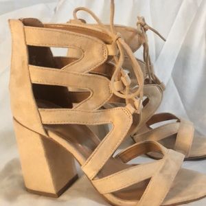 Strappy open toe block heel